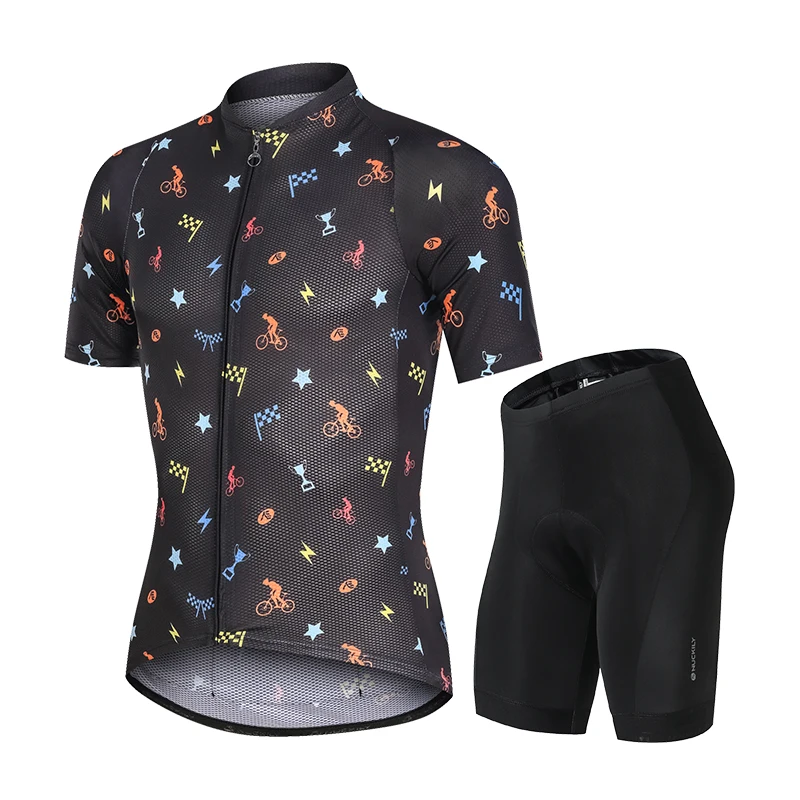 

NUCKILY Free Shipping Man Three Pockets Cycling Set Bike Shorts And Jersey Bicycle Clothing Custom, Picture shows