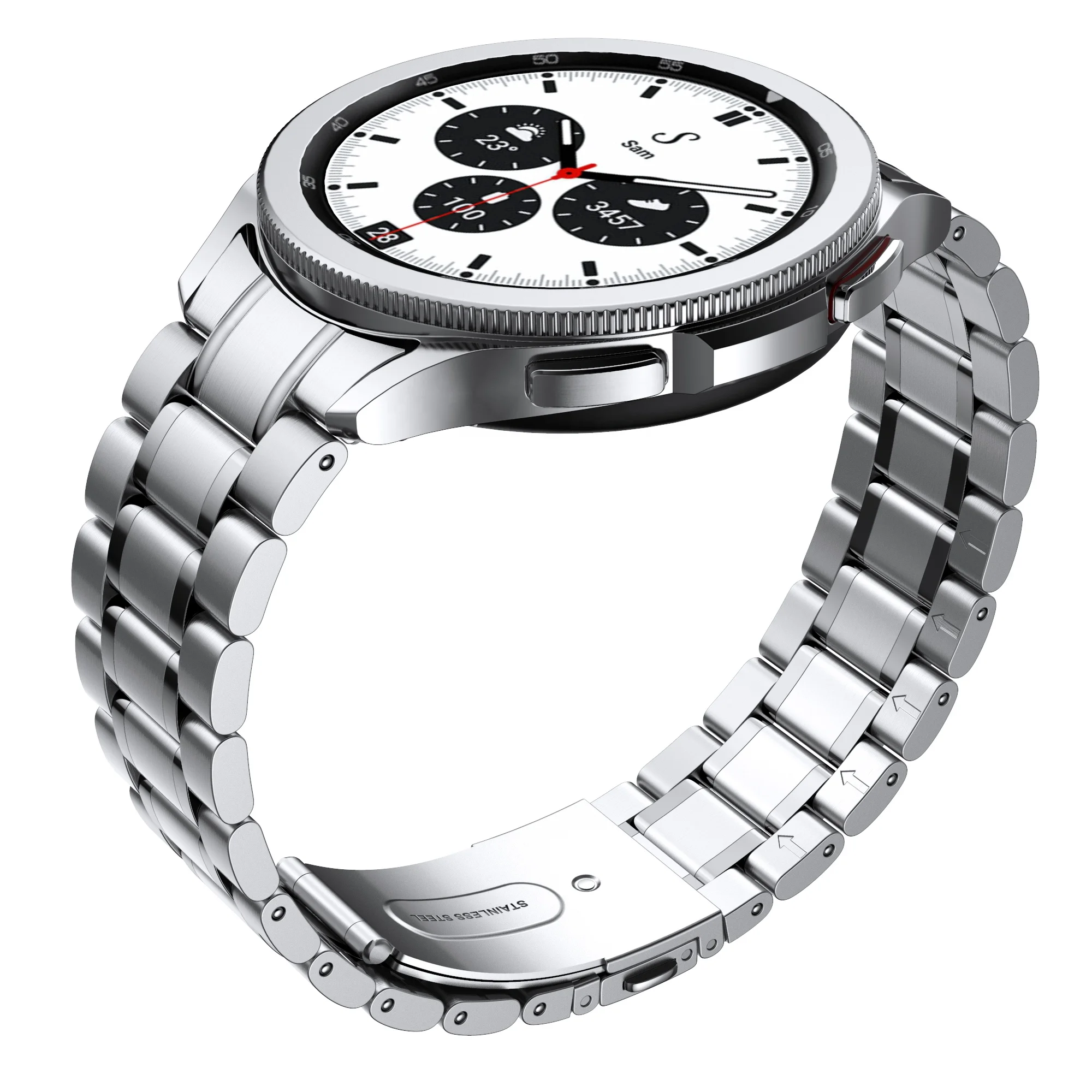 

No Gaps Stainless Steel Strap For Samsung Galaxy Watch 4 Classic 46mm 42mm/Watch4 44mm 40mm Wrist Band Curved end Metal Bracelet, Multi color