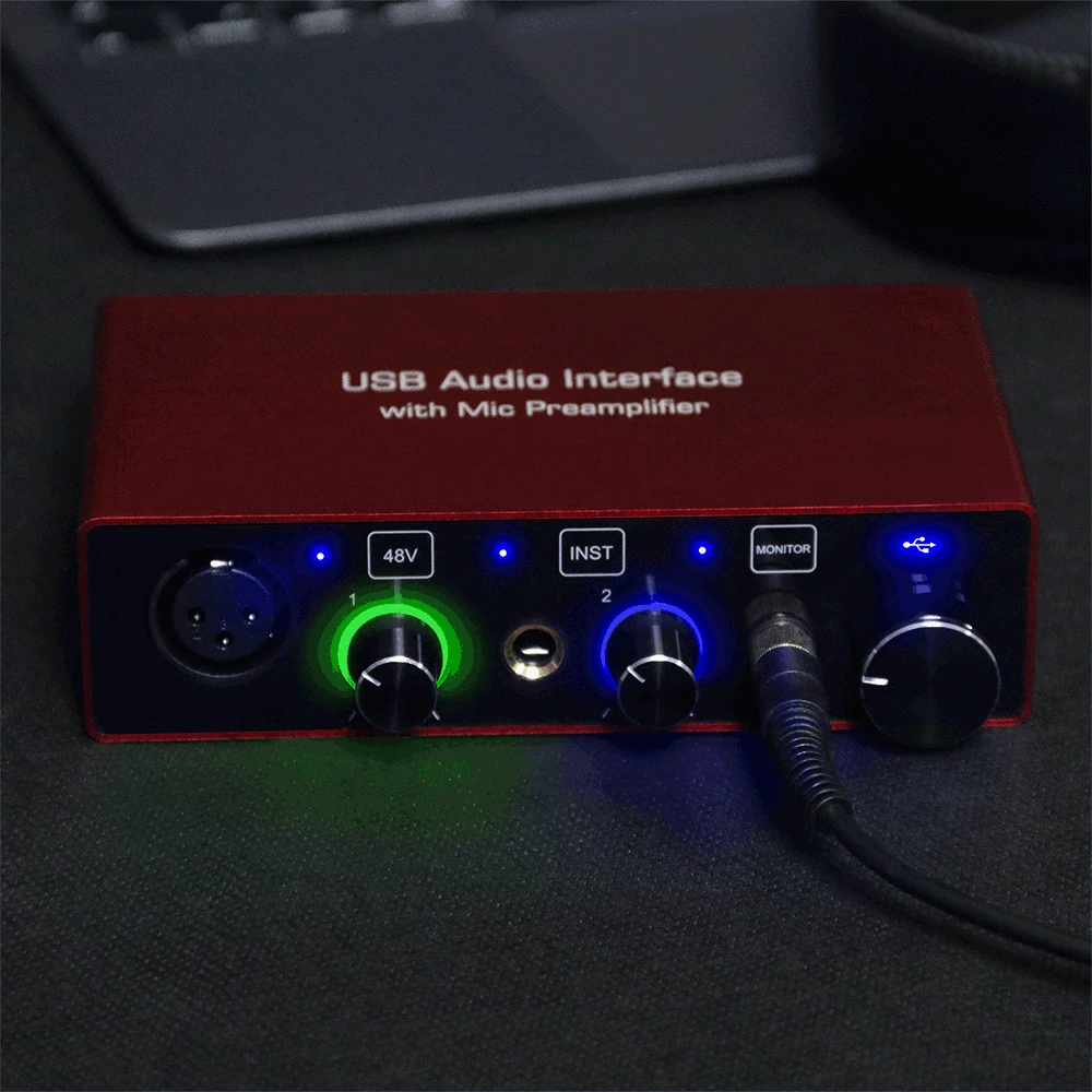 

External USB Sound Cards, USB Audio Interface solo Studio for Podcast Recording 96KHz 24bit interface de audio usb soundcard
