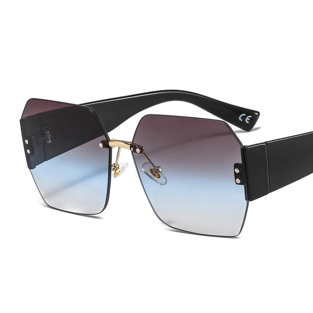 

2021 Trendy Frameless New Women's Elegant Temperament Sun Glasses Color Printing Sunglasses
