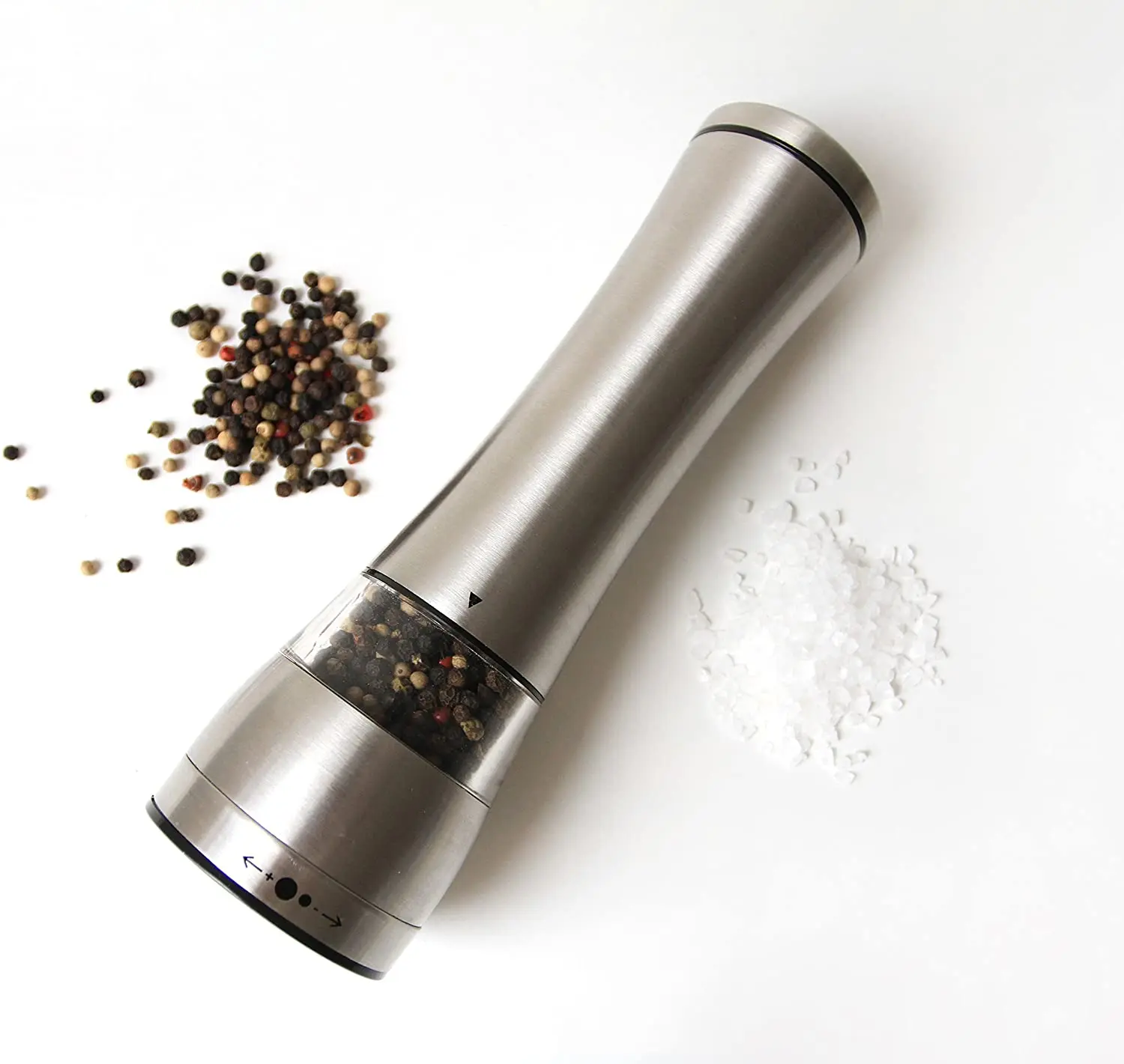 

automatic electric acrylic salt and pepper grinder adjustable portable spice grinder set salt mill, Sliver