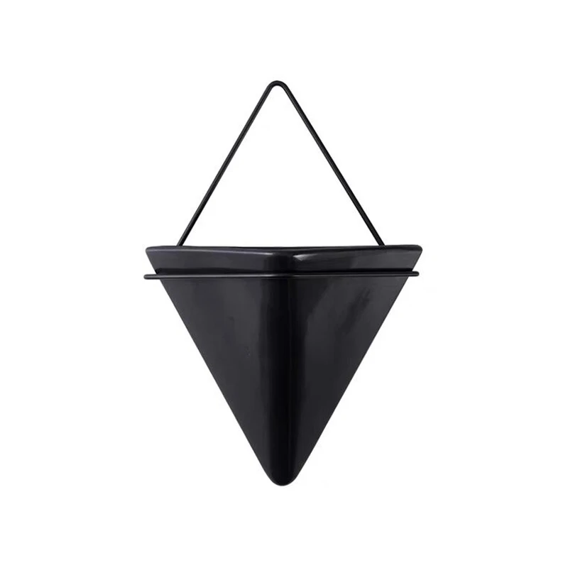 

jingqi nice wall mounted garden decoration triangle small succulent plants flower pots, Gray, white, multicolor