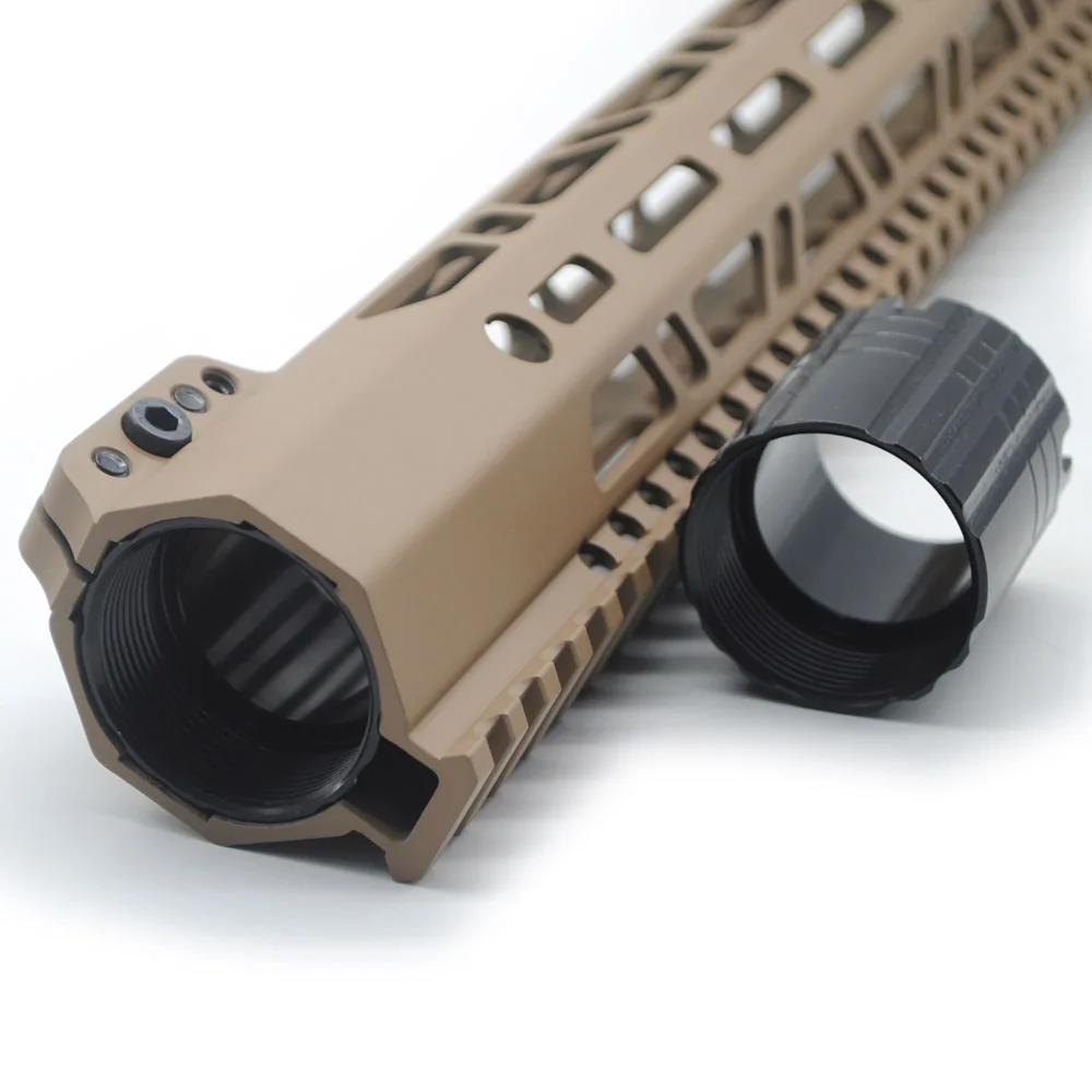 
New Clamp Style Low profile TAN/ FDE 17 inches .308/7.62 LR_308 DPMS M-LOK Rail Mount System Ultra slim Free Float Handguard 