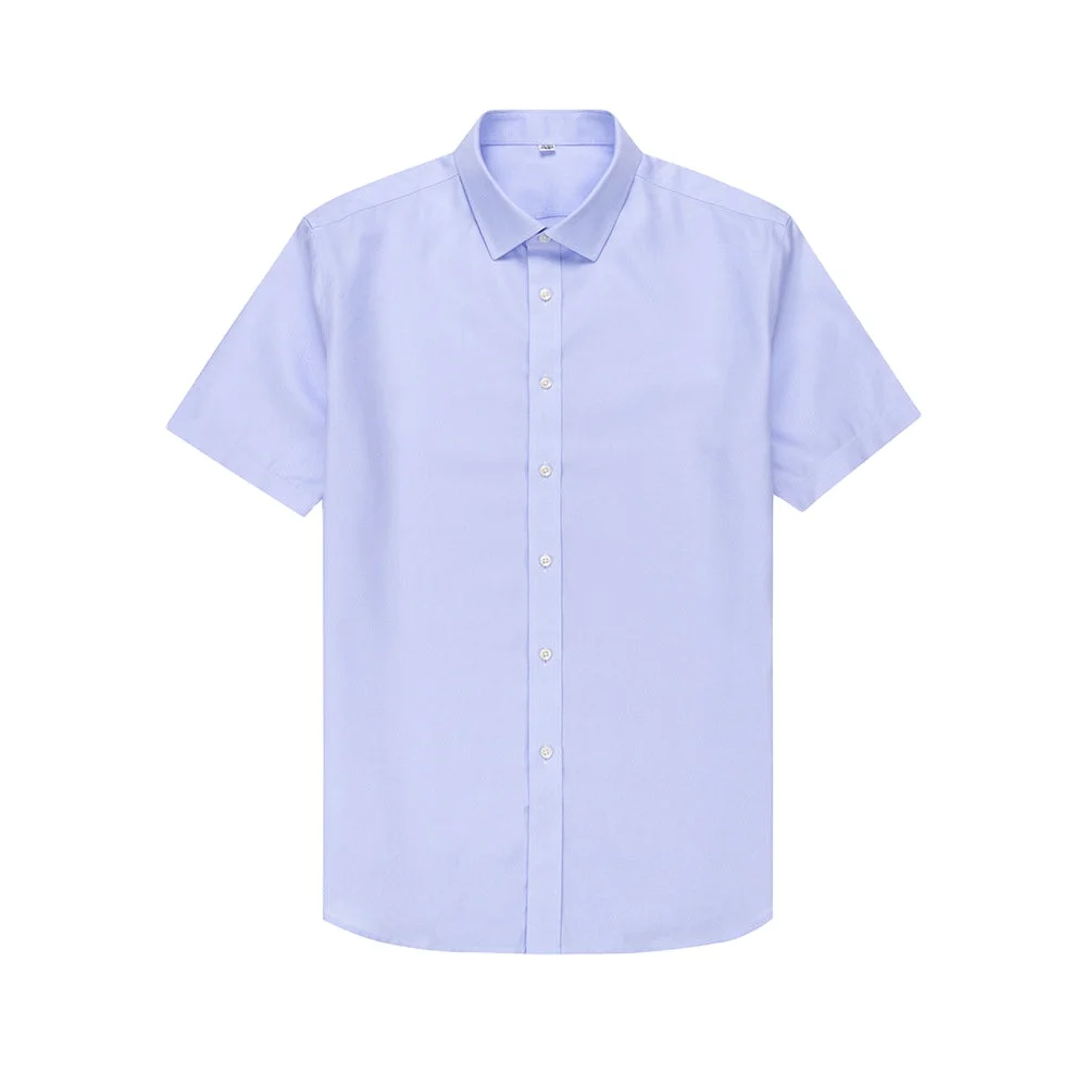 

Ready to Ship 100% Cotton Men's Sky Blue Twill Shirts Short Sleeve DP Non Iron Custom Dress Shirts For Men