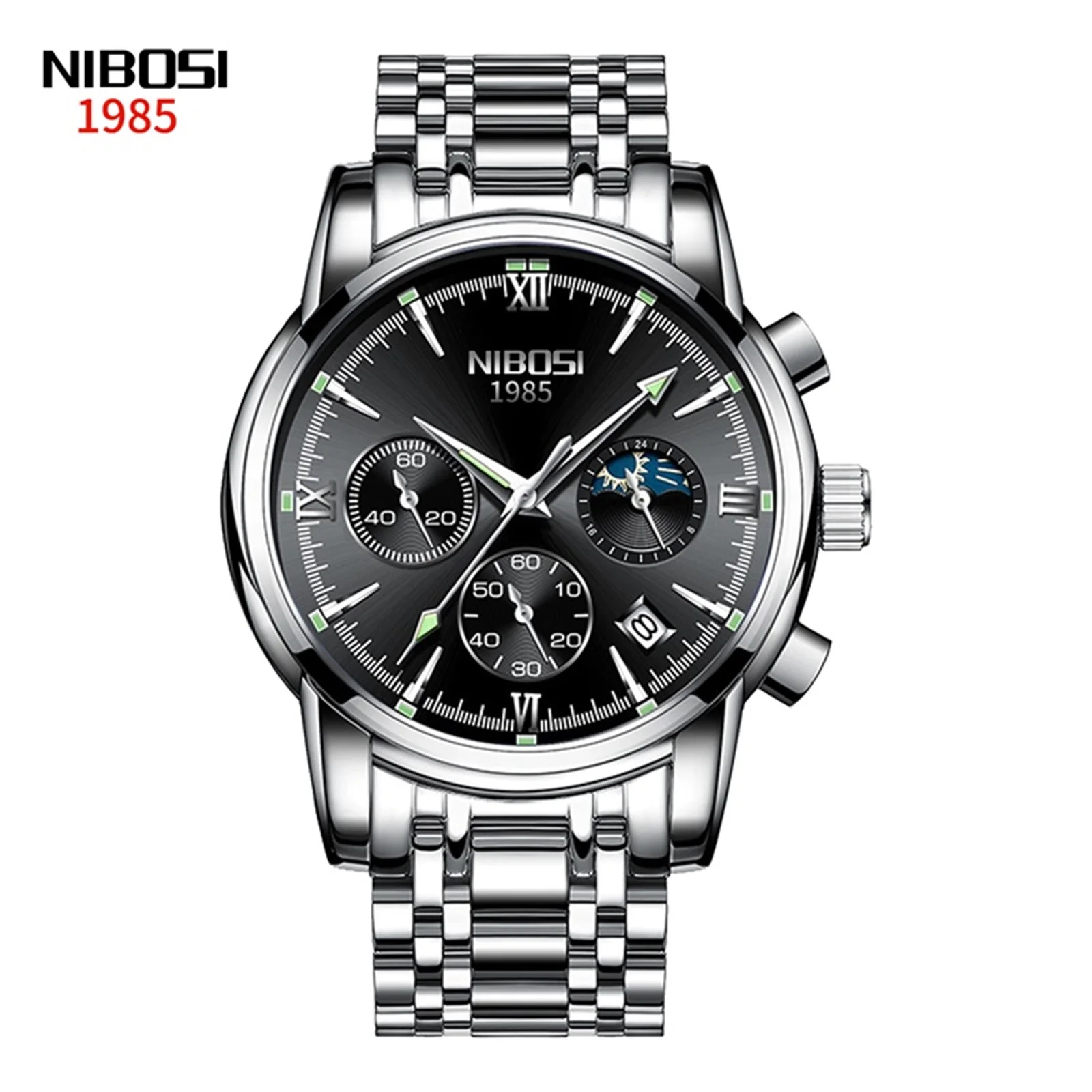 

NIBOSI 2516 Low price Mens Chronograph Watches Stainless Steel Man Waterproof Luminous Gent Wrist Watch with Free Shipping