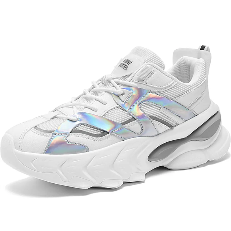

Dropshipping Custom Logo Men Fashion Thick Bottom Sneakers Laser Mesh Breathable Sports Shoes Casual Chunky Footwear