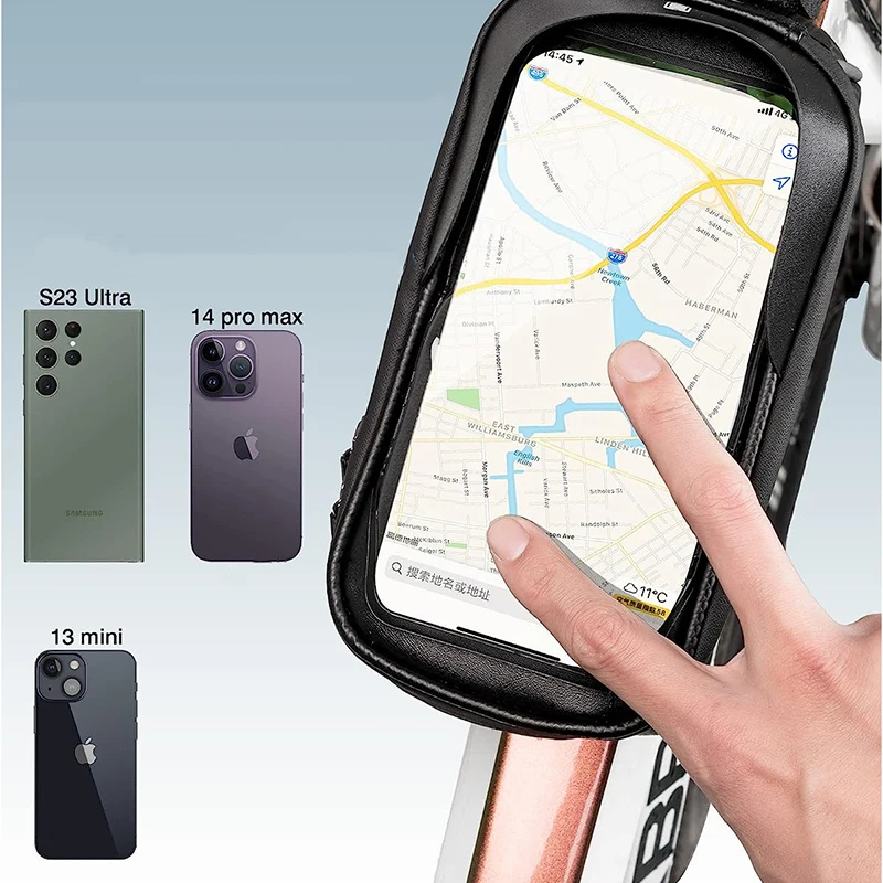 Large Capacity TPU Bicycle Bags Waterproof & Rainproof Front Top Tube Mobile Phone Holder with Touch Screen Compatibility