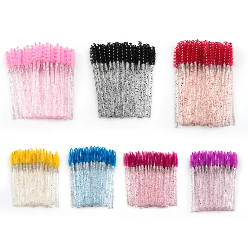 

Good Quality Disposable Crystal Eyelash Makeup Brushes Diamond Handle Mascara Wands Eyelash Extension Tools