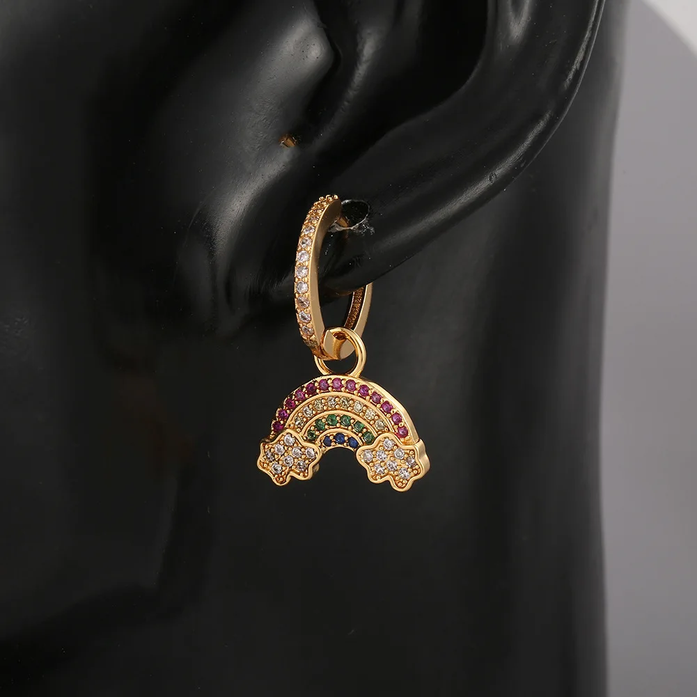 

Amazonite Brazilian 18K Gold Copper Zircon Rainbow Bling Earrings Women Jewelry