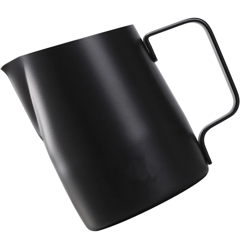 

Top seller 450ml 600ml bevel connection milk jug milk pitcher, Black/khaki /brass/ silver optional milk jug color
