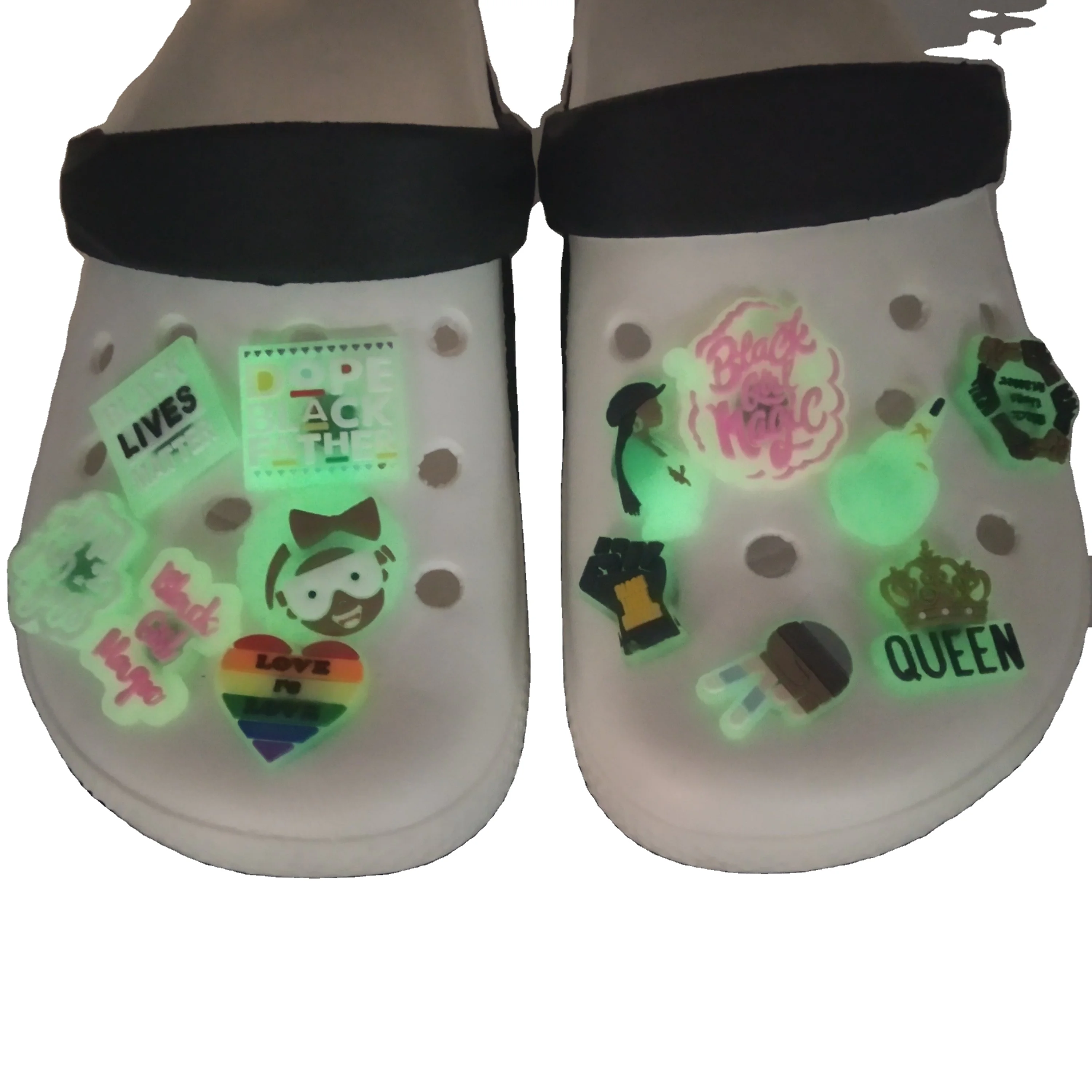 

New Designer Pvc BGM Croc Charms Glowing Charms For clog Shoe custom glowing up in the dark