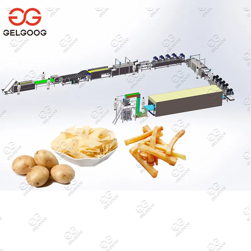 Industrial Fresh Potato Fingers French Fries Making Frying Machine Semi-Automatic Potato Chips Production Line