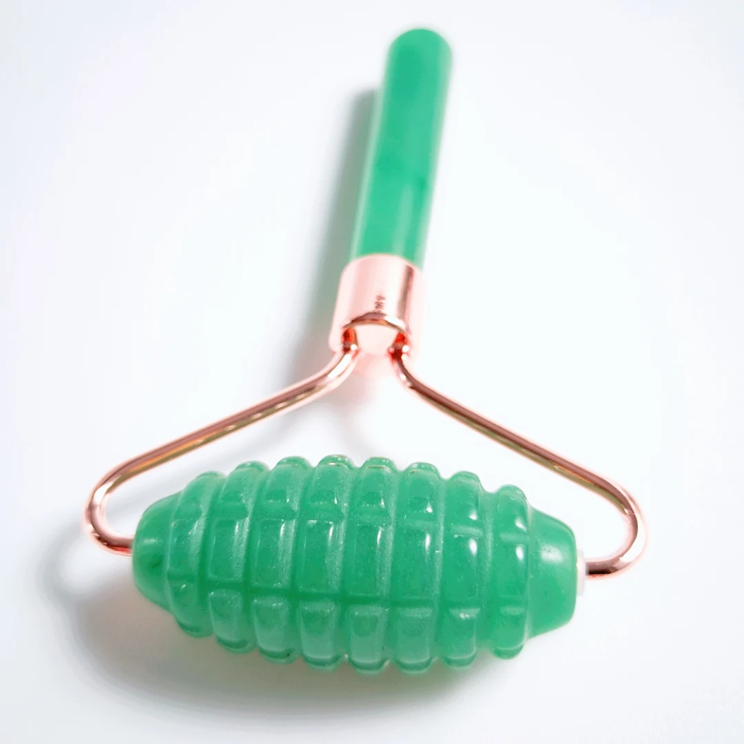 

New arrival face roller jade Green Aventurine Rollers one hand massage and rugged edge roller