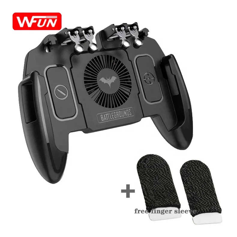 

M11 Six Finger Gamepad Pub g Cooling Fan iOS Android Mobile Joystick Game Controller with L1r1 Trigger, Black
