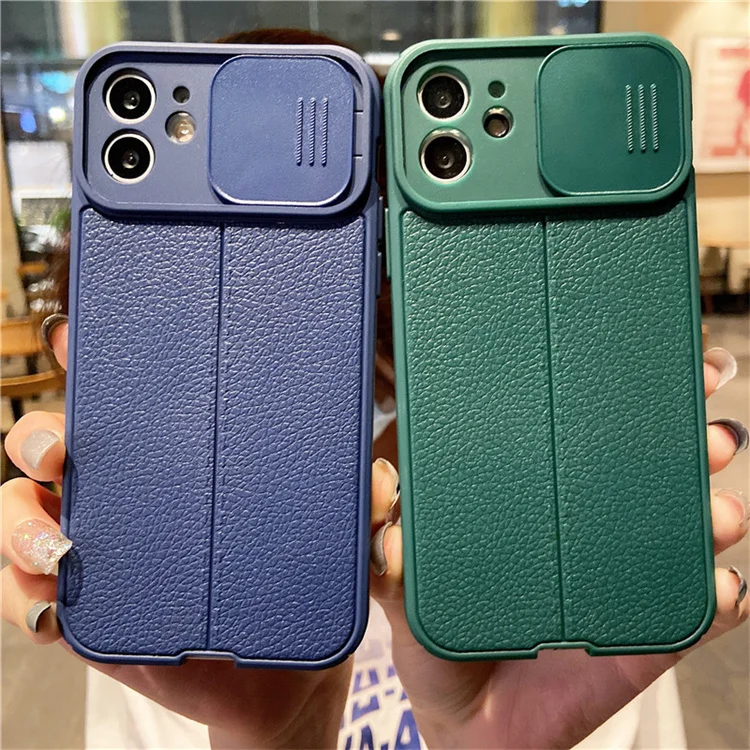 

Shockproof Mobile Phone Bags Leather Slide Camera Lens Protection Cell Phone Case for iPhone 11 12 13 mini pro max Phone Case