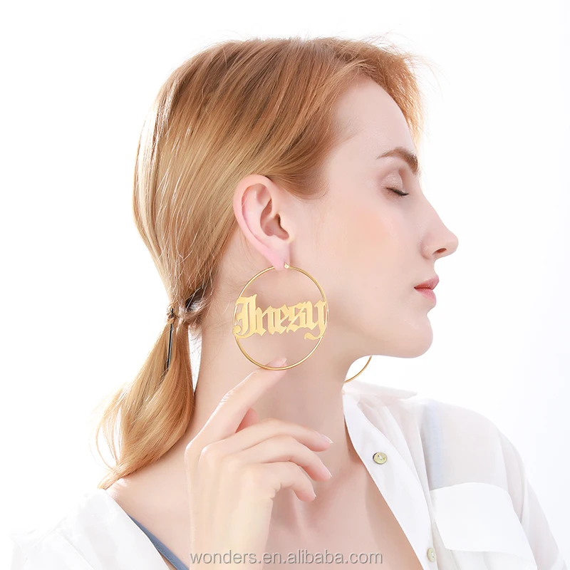 

Custom Stainless Steel Big Hoop Name Earring Jewelry Earring Women