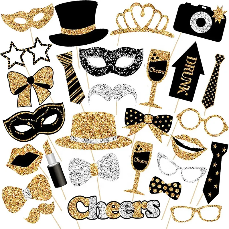 

DAMAI Black&Gold Black&Pink Series Wedding celebration Festival Party Birthday Photo Props Funny Atmosphere Props