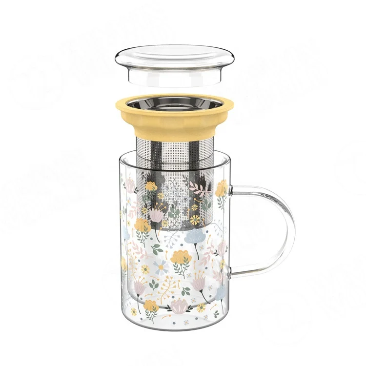 

Double-layered Glass Tea Cups with Infuser and Lid,Tea infuser Mug,Tea Strainer Cup with Tea Bag Holder for Loose Tea, Transparent/clear