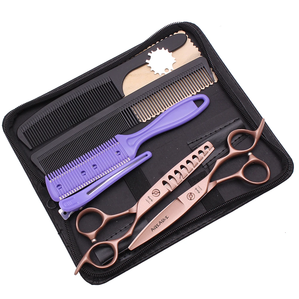 

Barber Scissors Professional Hair Cutting 6.0'' AQIABI JP Steel Thinning Shears Haircut Scissors Hairdressing Scissors Set A9122, Black