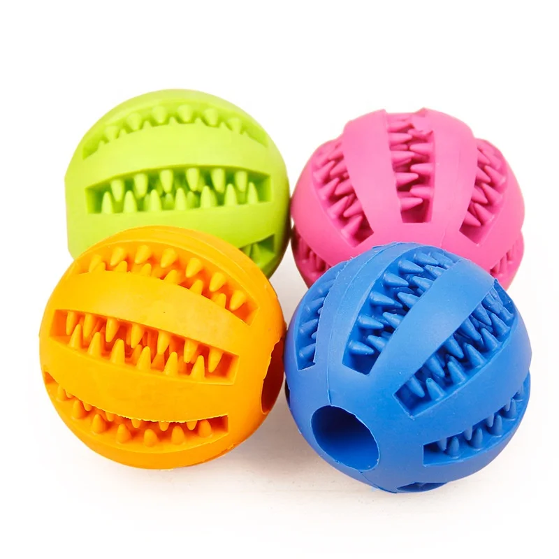 

pet rubber dog leak ball molars bite play chew tooth cleaning IQ toy