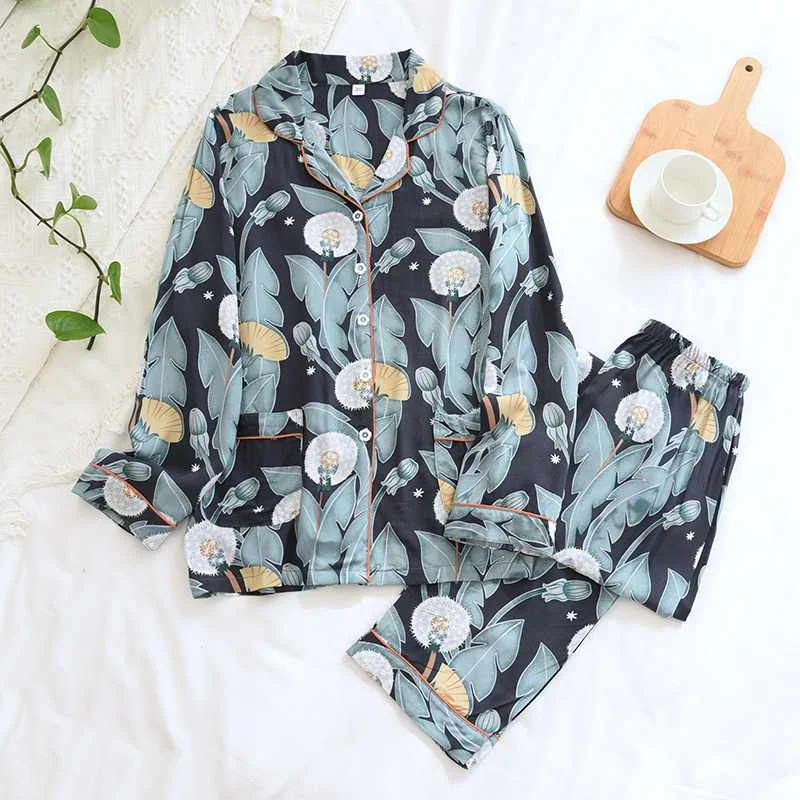 

Spring and summer new women's sleepwear suit viscose fiber home service cute cartoon dandelion loose plus size spring and autumn, Required
