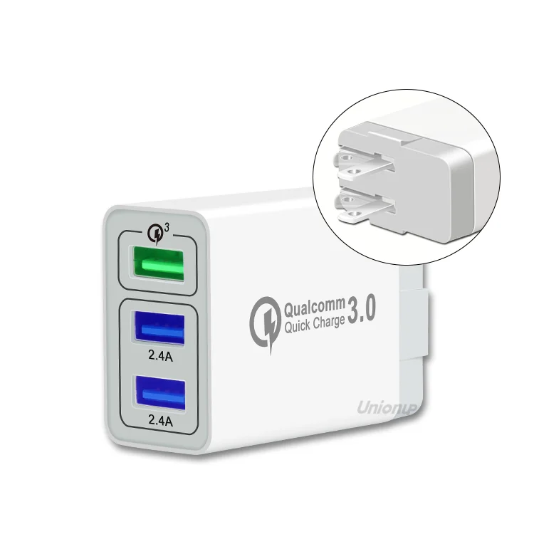 QC 3.0 quick charger 3 ports usb travel charger CE FCC ROHS certified usb wall charger