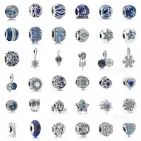 

100%925 sterling silver jewelry charm Blue series Beading Bracelet accessories Pendant