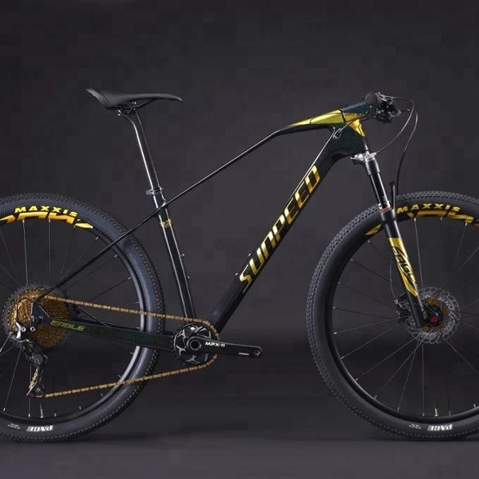 

High precision SUNPEED EAGLE carbon mountain bike with Gold color, Gold/red