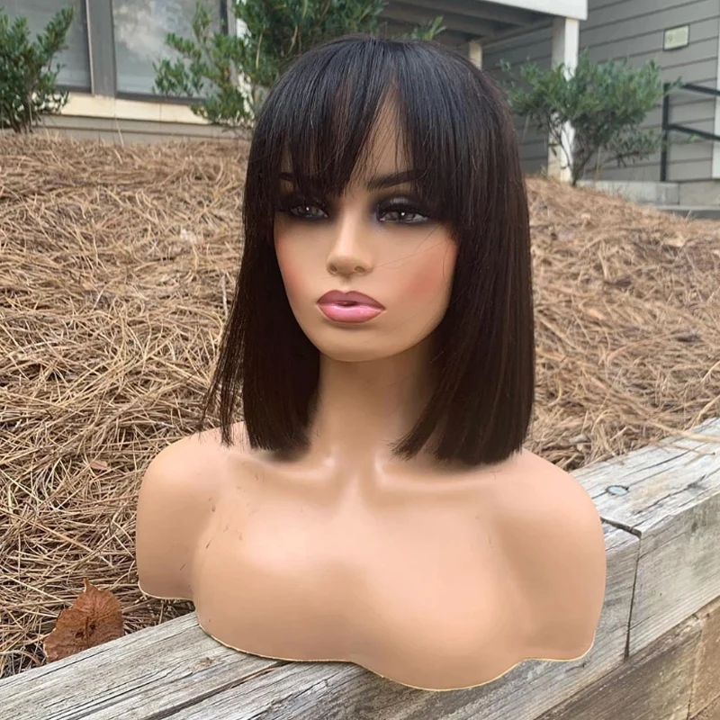 

Letsfly Wholesale Human Hair Straight Bob Wigs, Non Lace Machine Made Wigs Remy 10 12 14 inches Free Shipping