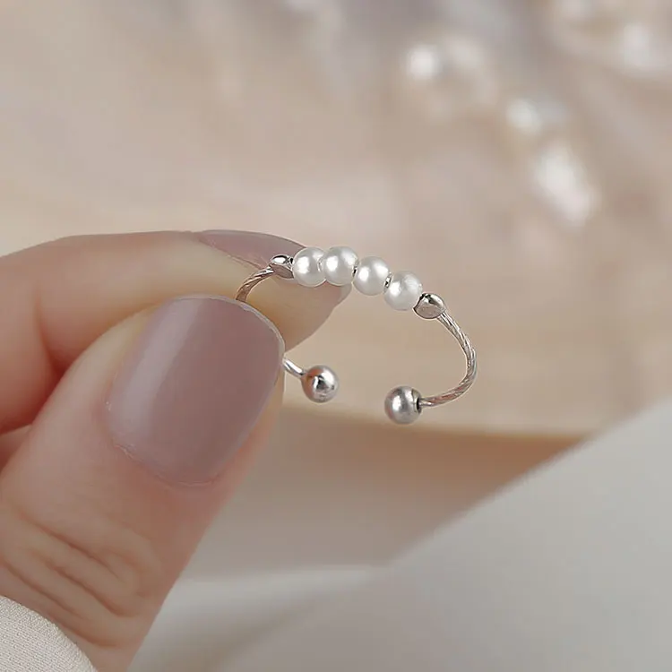 

SC Elegant Pearl Silver 925 Finger Ring Jewelry Tiktok Fashion S925 Sterling Silver Natural White Shell Pearl Rings Women Girls