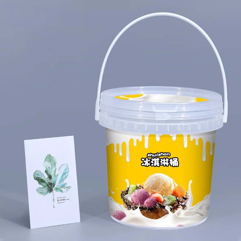 

1liter Clear Plastic Buckets PP Food Grade Snack Milk Tea Candy Pail For Yogurt Food Grade With Lid