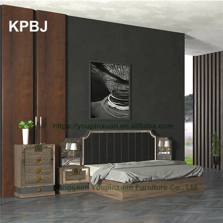
Top Quality Modern Wood MDF Full Size Bedroom Furniture Mirrored Bedroom Sets 