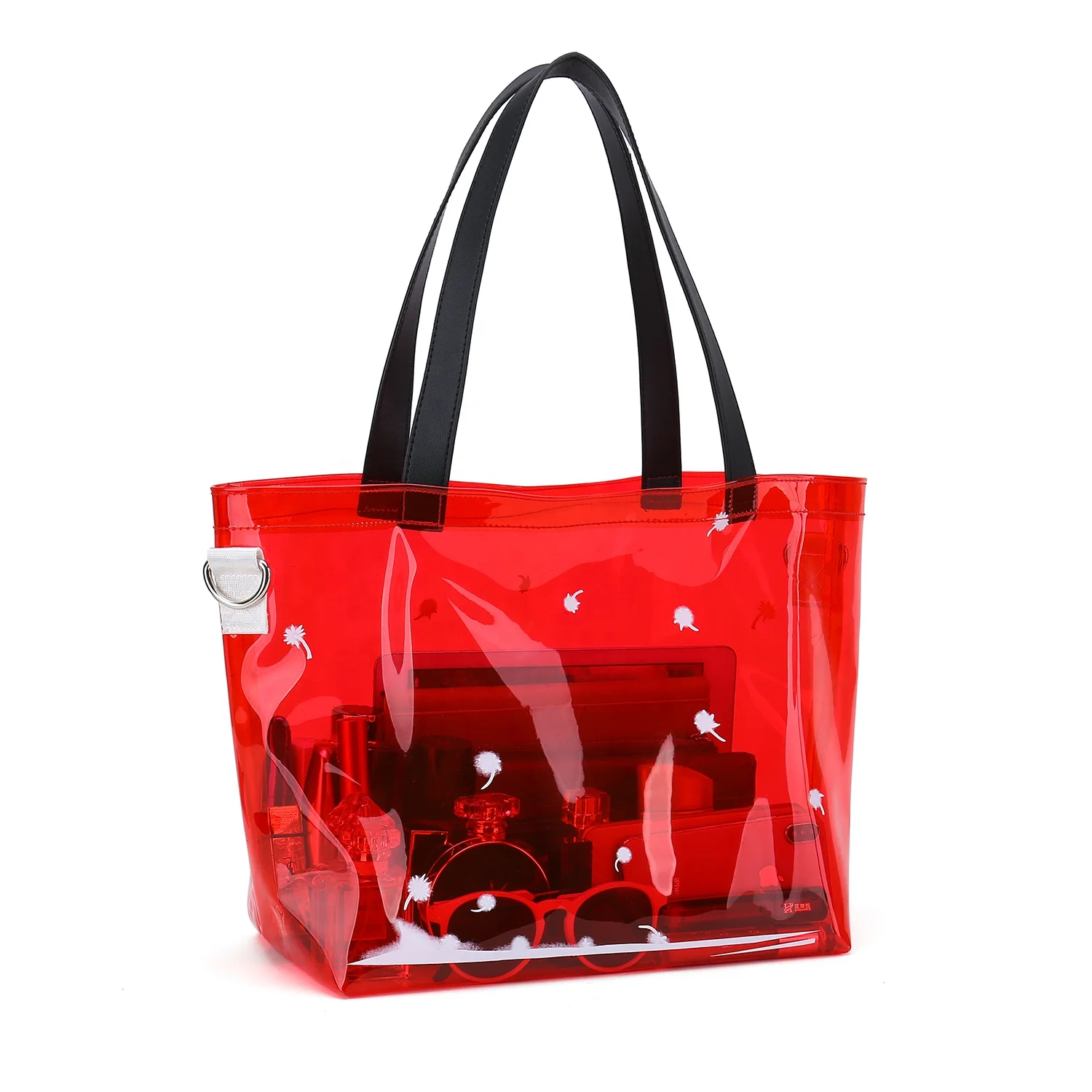 

Women Bag 2021 Trendy PVC Transparent Bag/Clear Beach Bag, Clear red