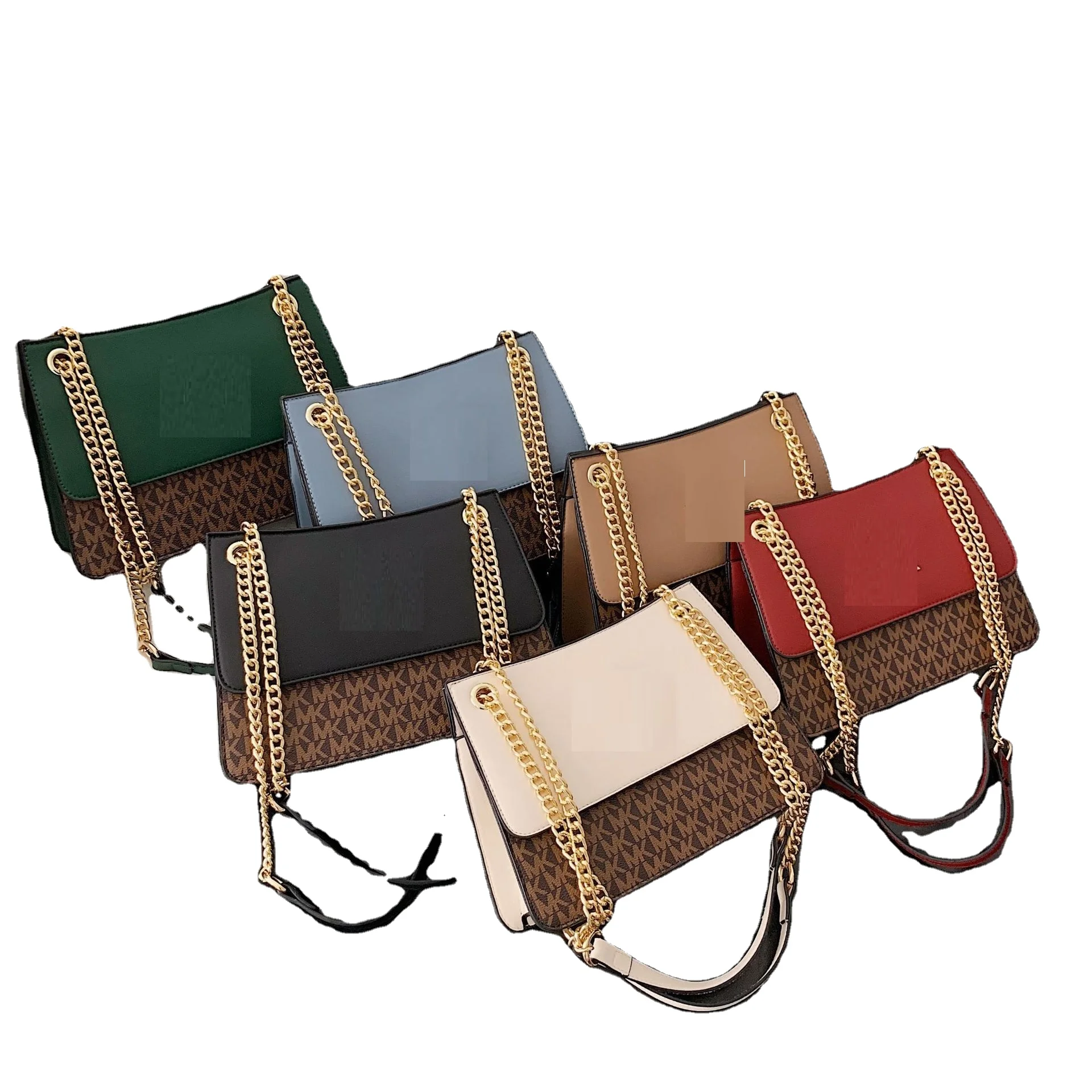 

2021 Summer Trendy Fashion MK Handbag Ladies Top Leather Hand Bags Luxury Handle Chain Shoulder purse, 6 colors