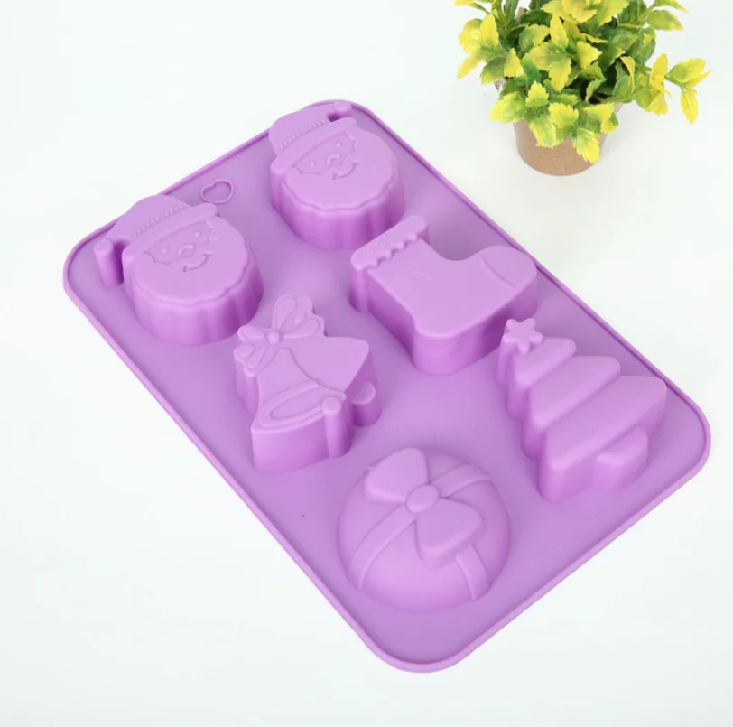 

Silicone Christmas Gift Shaped Cake mould Silicone Cake Mold for Pan Nonstick Baking Pan for BPA-Free-Heart Baking DIY, Red,purple