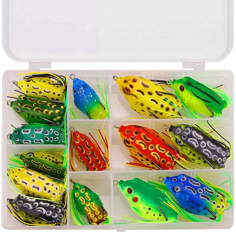 

SNEDA Wholesale 4cm/5.5g 5cm/8.5g 6cm/12g Soft Plastic Bait Artificial Soft Bait Frog Lure Fishing Lure Set, 5colors
