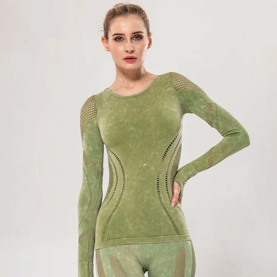 

BBHJL8805 Autumn/winter new knitted casual women sportswear seamless fitness clothing set mesh quick dry yoga set