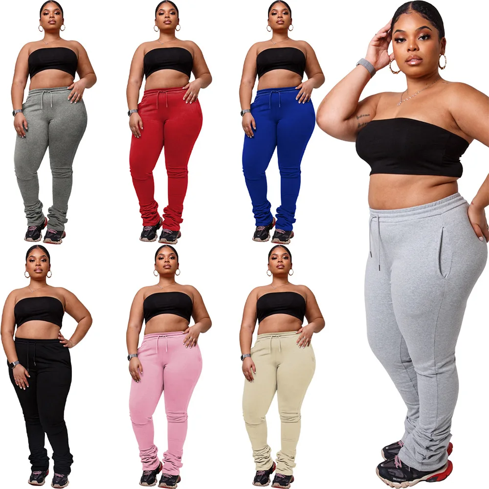 

2020 Autumn and winter Hot leisure sports plus size Stacked Pants