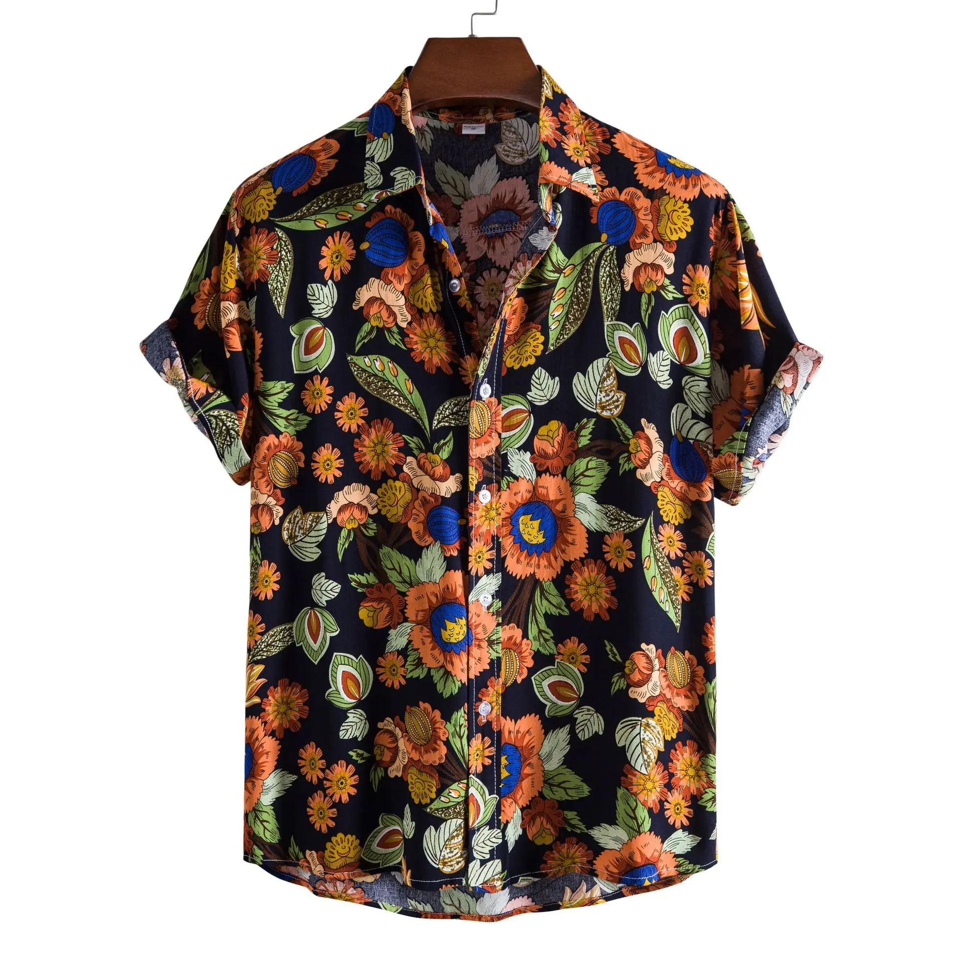 

Cross-border foreign trade European and American men's shirts 2021 new Hawaiian casual beach floral shirts