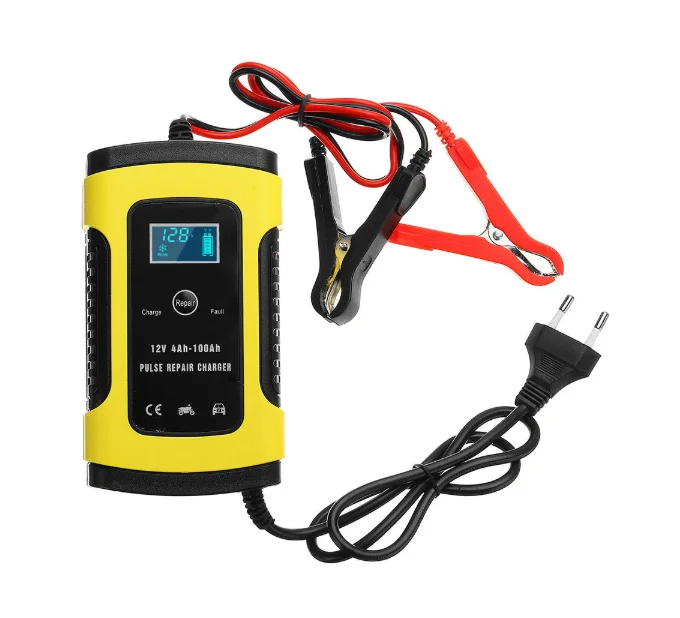 

12V 6A Pulse Repair LCD Battery Charger For Car Motorcycle Lead Acid Battery Agm Gel Wet, Black