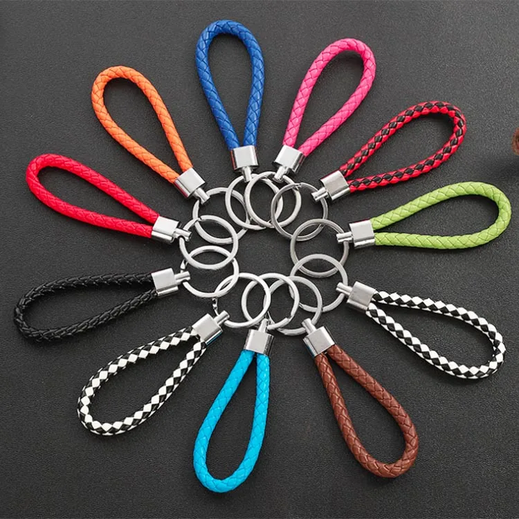 

Colorful Braided Men Women Car Key Chains Holder Handmade Woven Pu Keyrings Leather Rope Keychain