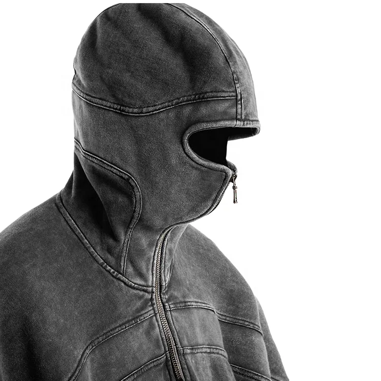 Acid Wash Full Zip up Hoodie Vintage Print