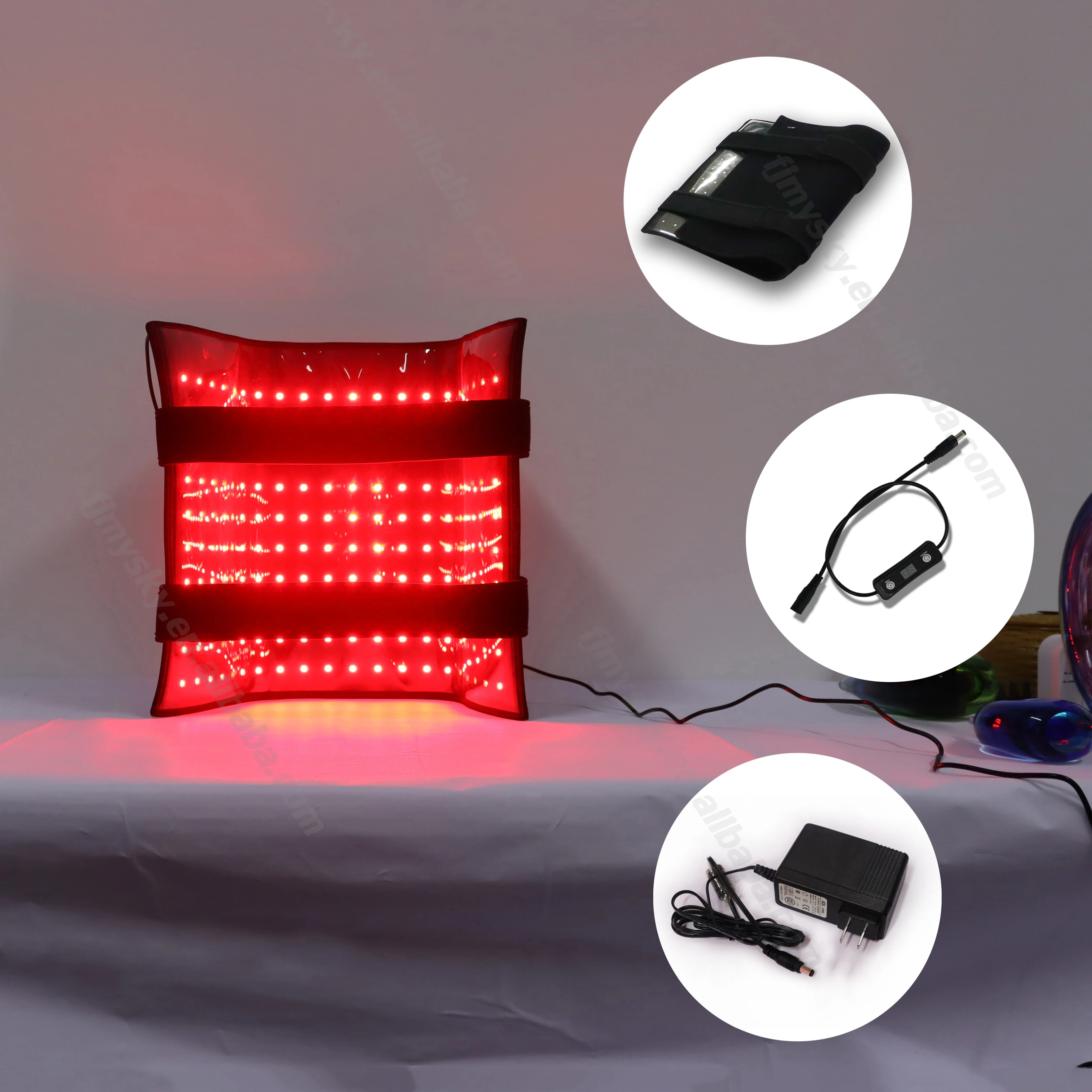

LED red light physiotherapy belt slimming body wrap can be customized LOGO, Black