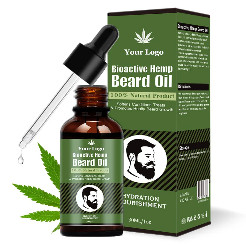 

100% natrual CBD hemp leaf beard oil hot sale bear growth oil for Men