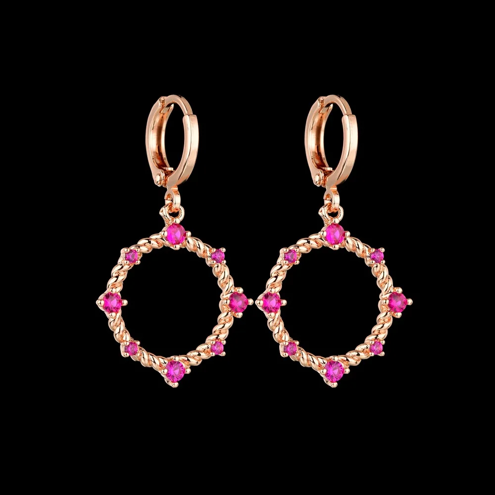 

2021 New Ruby Set Jewelry Earrings Plated With Rose Gold