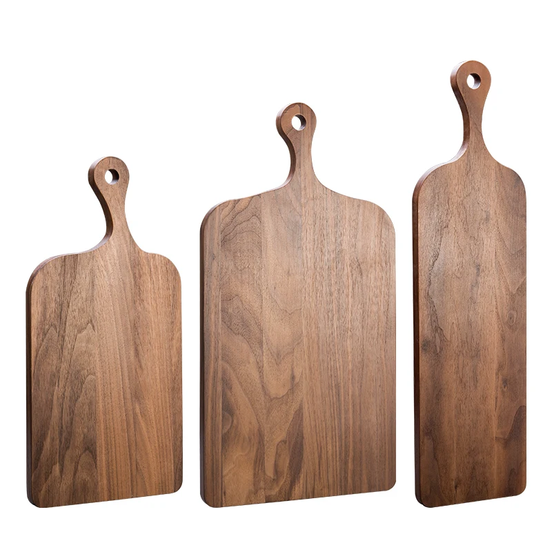 Custom/wholesale Black Walnut Wood Chopping Blocks Set With Handle Cheese Charcuterie Serving