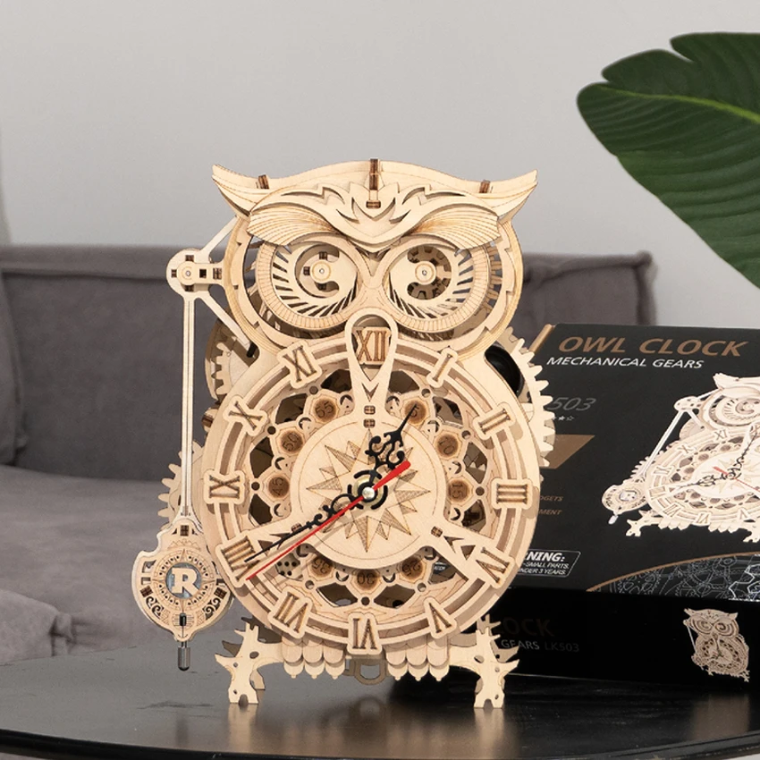 

CPC Certificated Robotime Rokr Other Educational Toys LK503 Owl Clock Jigsaw 3D Diy Handmade Assembled Wooden Puzzle