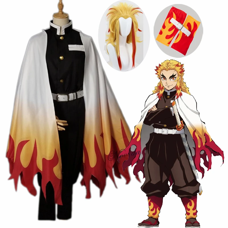 

Rengoku Kyoujurou Cosplay Anime Demon Slayer Cosplay Costume Kimono Kimetsu no Yaiba Cosplay Uniforms Wig