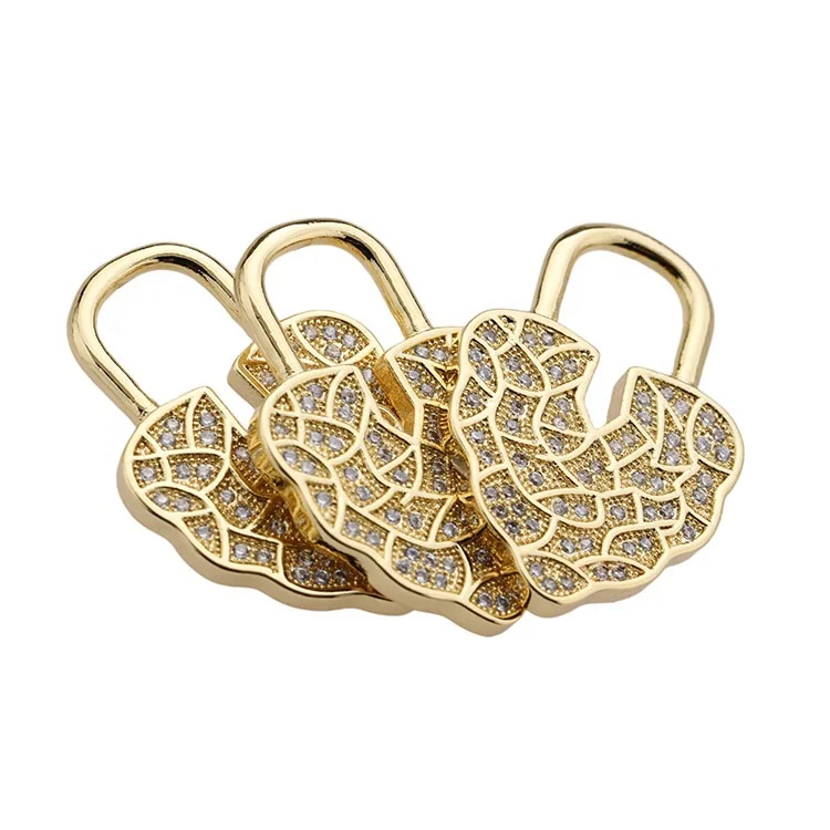 

Custom Fashion Wholesale Korean Gold Plated Zircon Copper Heart Lock Design DIY Jewelery Accessory for Bracelet Necklace Making