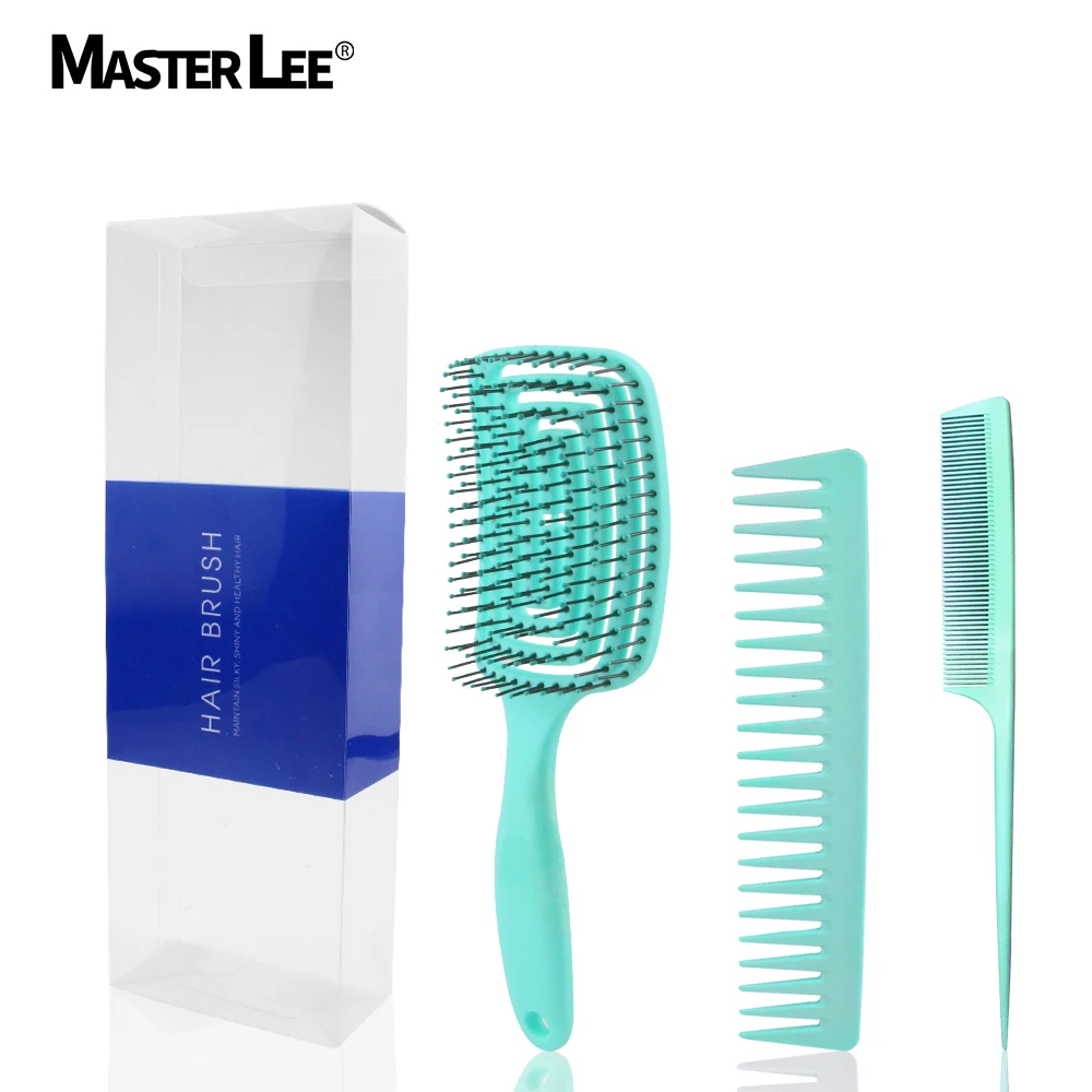 

Masterlee 3 pcs green Hairdressing massage Comb Barber rat tail comb wide tooth comb Sets with pvc